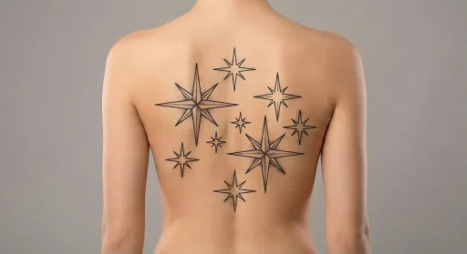 minimal stars tattoo on the spine
