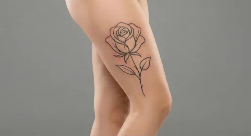 floral rose tattoo on the thigh